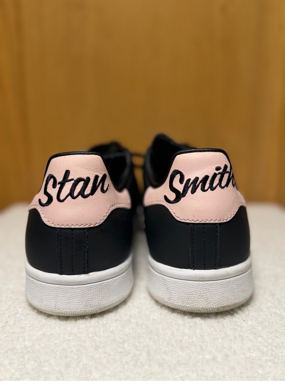 Adidas Stan Smith Women's Sneakers - Black with Pink Heel Tab